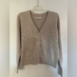 LOFT Beige Sweater with Sequin Accents
